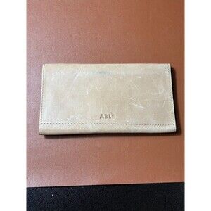 ABLE Women's Tri-fold Wallet with Magnetic Snap Nude Beige Leather